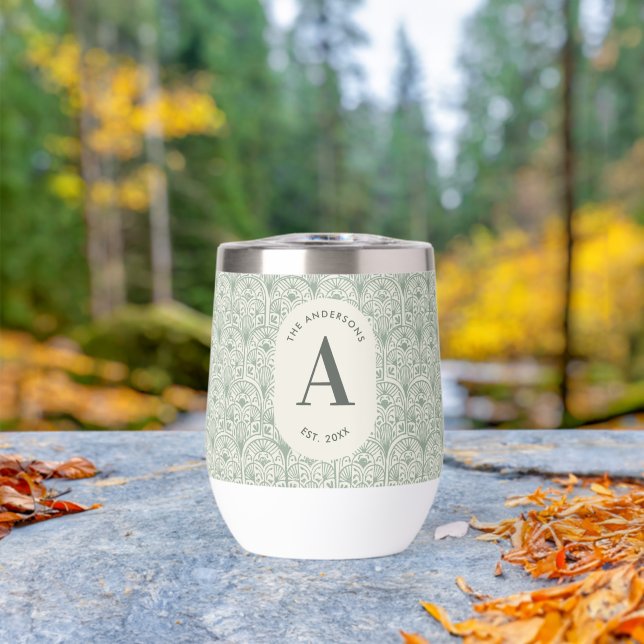 Personalised Family Name Monogram Sage Green Deco (Outdoor (Rotated))