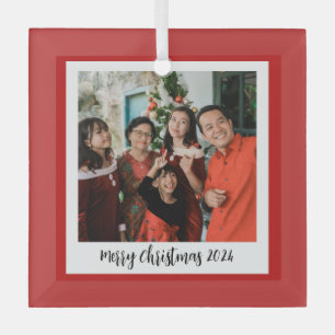 Personalised family photo memorable christmas gift glass ornament