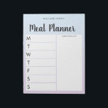 Personalised Family Weekly Meal Planner Notepad<br><div class="desc">Personalised Family Weekly Meal Planner Notepad. Create a custom notepad meal planner for your family kitchen. Space to write meal plans for each day of the week. Also add groceries and more to the shopping list organiser. Features modern minimalist font and pretty calligraphy script design.</div>