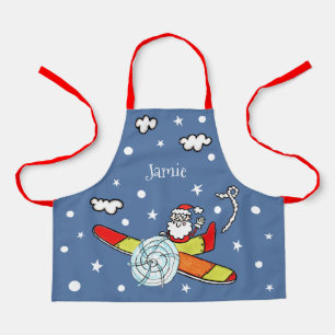 Personalised Father Christmas Santa Claus Airplane Apron