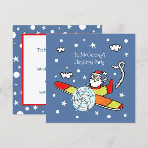 Personalised Father Christmas Santa Claus Airplane Invitation