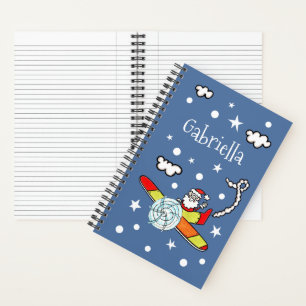 Personalised Father Christmas Santa Claus Airplane Notebook