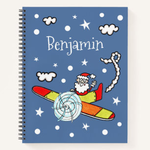 Personalised Father Christmas Santa Claus Airplane Notebook