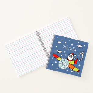 Personalised Father Christmas Santa Claus Airplane Notebook