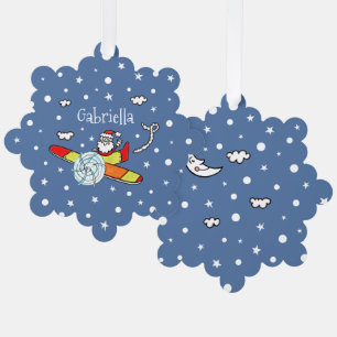 Personalised Father Christmas Santa Claus Airplane Ornament Card