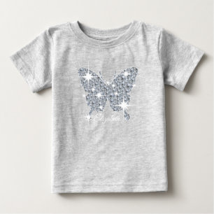 personalised faux diamond sparkle butterfly baby T-Shirt