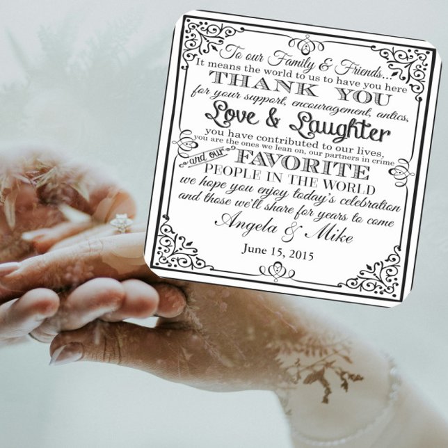 personalised Favour wedding coaster Thank you (Creator Uploaded)