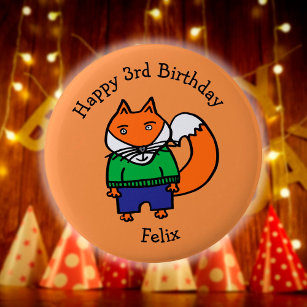 Personalised Felix the Fox Happy Birthday 2 Inch Round Button