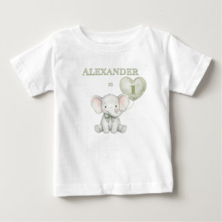 Personalised First Birthday Elephant Baby T-Shirt