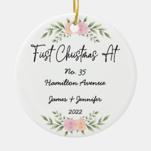 Personalised First Christmas at Address New Home Ceramic Ornament