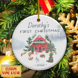 Personalised First Christmas baby Ceramic Ornament