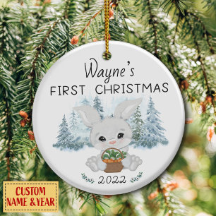 Personalised First Christmas, Baby's First Cerami Ceramic Ornament