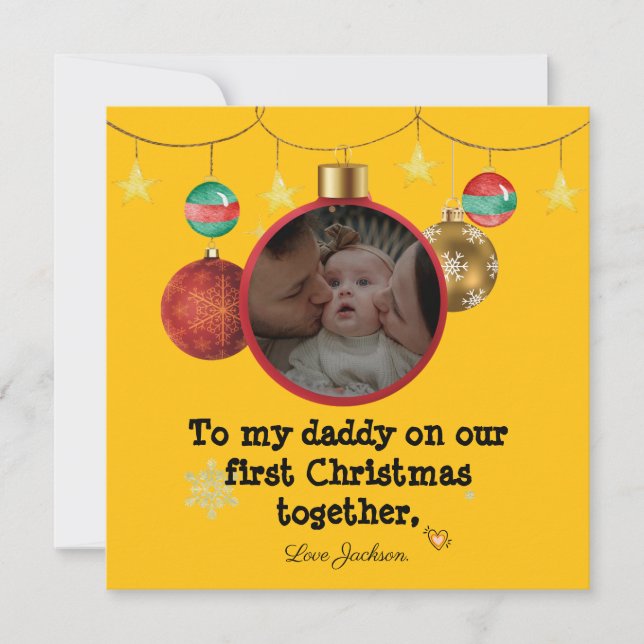 Personalised First Christmas Card for Daddy, Photo (Front)