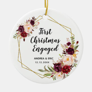 Personalised First Christmas Engaged Ceramic Ornament