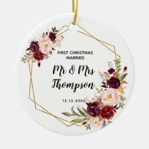 Personalised First Christmas Married as Mr & Mrs Ceramic Ornament