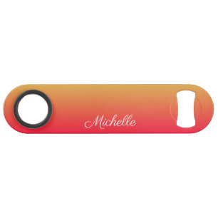 Personalised flame red and yellow ombre bar key