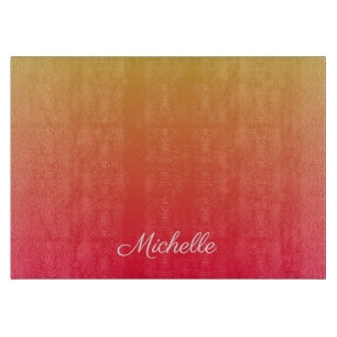Personalised flame red and yellow ombre cutting board