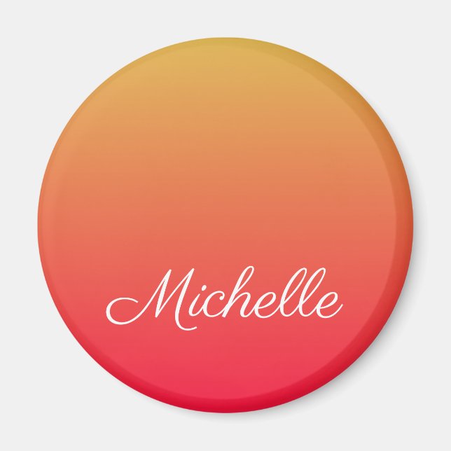 Personalised flame red and yellow ombre magnet (Front)