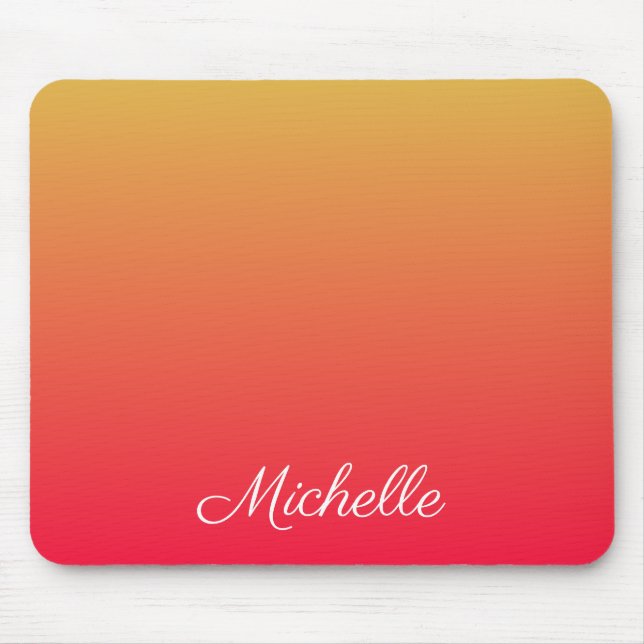 Personalised flame red and yellow ombre mouse pad (Front)