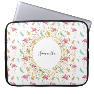 Personalised Flamingo Gold Pineapple Laptop Case