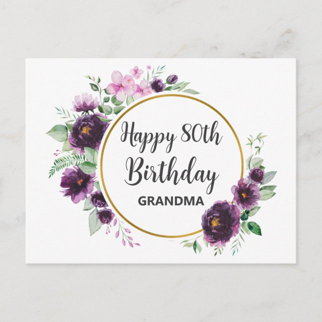 Personalised Floral Birthday  Postcard (Front)