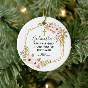 Personalised Floral Godmother Christmas ornament