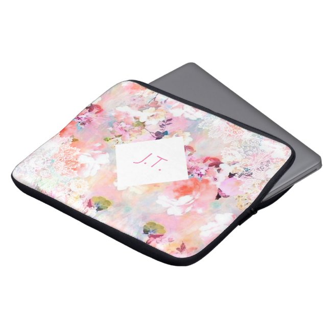 Personalised Floral Laptop Sleeve (Front Top)