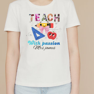 Personalised floral letter coquette bow teacher T-Shirt