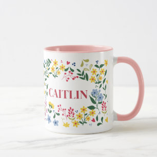 Personalised Floral Name Mug – Custom Botanical