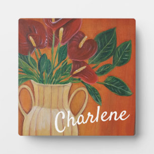 Personalised Flower red Antrium Plaque