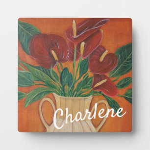 Personalised Flower red Antrium Plaque
