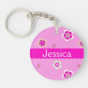 Personalised flowers pattern with name keychain