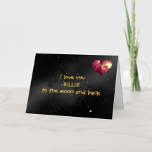 Personalised Foil Love you to the Moon folded card
