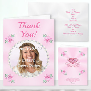 Personalised, Folded Thank You Cards with PHOTO