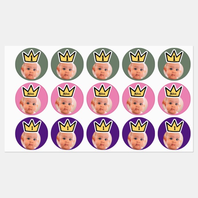 PERSONALISED foto face stickers party crown faces (Sheet)