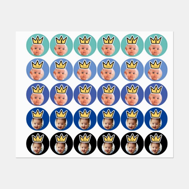 PERSONALISED foto face stickers party mini faces (Sheet)