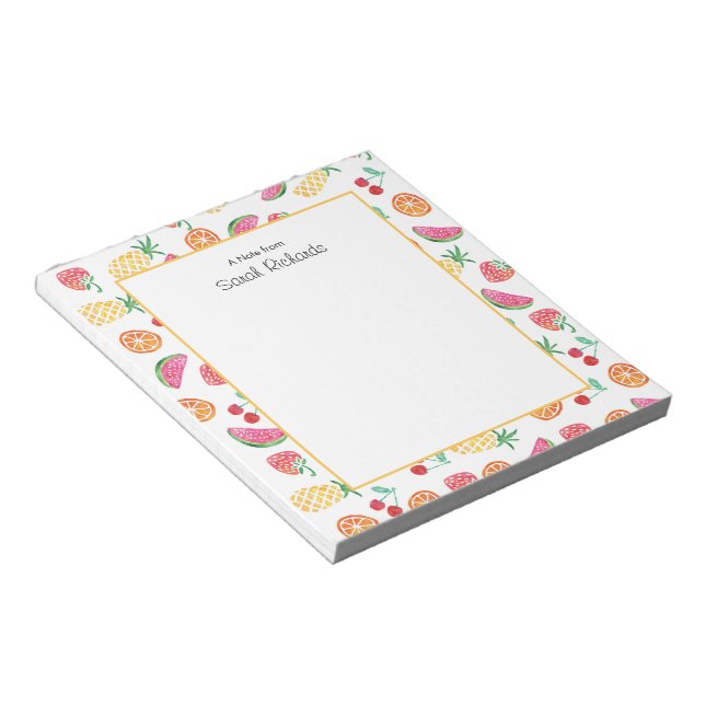 Personalised fruit salad patterned Notepad (Angled)