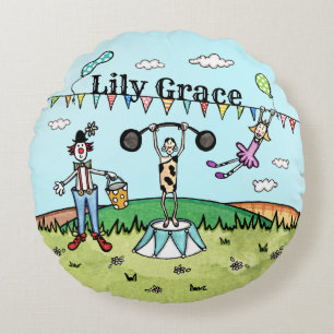 Personalised Fun Circus Themed Round Pillow