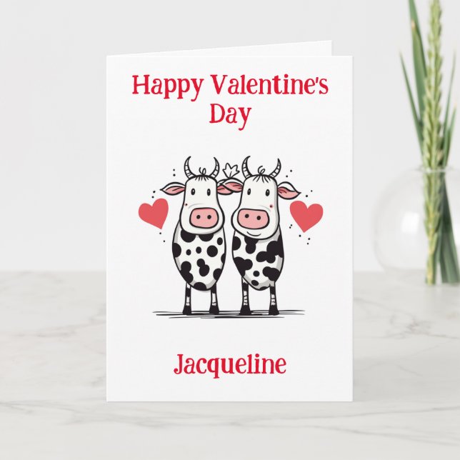 Personalised Funny Cow Valentine Card (Front)