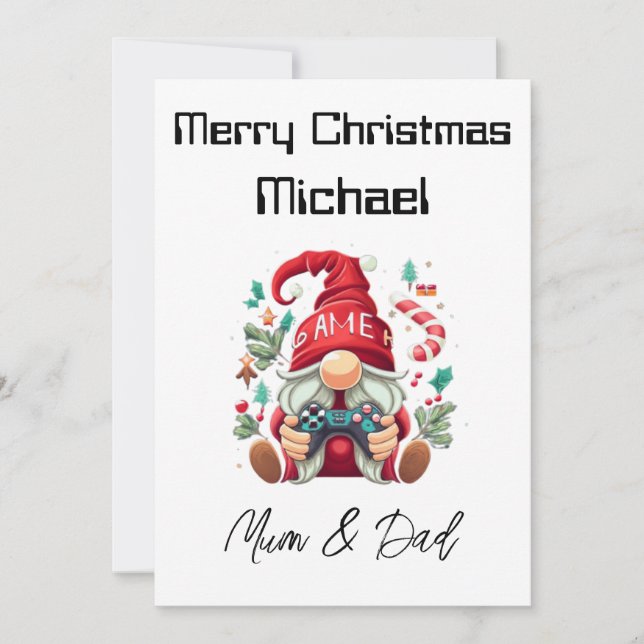 Personalised Gamer Christmas Card (Front)