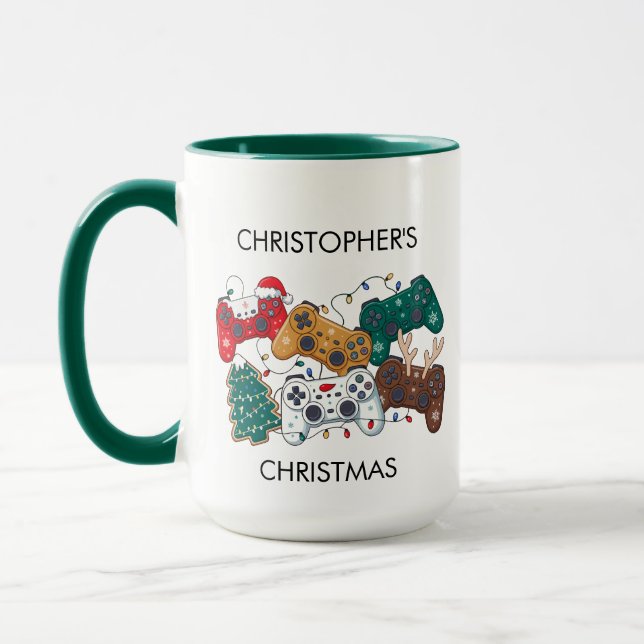 Personalised Gamer Christmas Mug (Left)