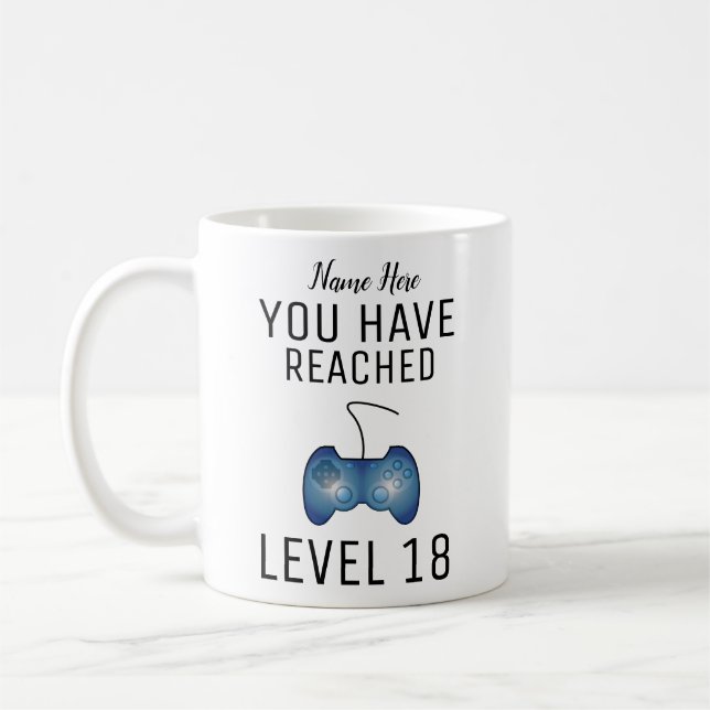 Personalised Gamer Mug, 18th Birthday Gift, Coffee Mug (Left)