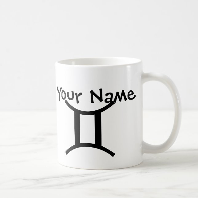 Personalised Gemini Mug - Black & White Zodiac Mug (Right)