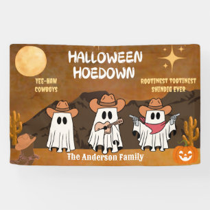 Personalised Ghost Cowboy Halloween Hoedown Banner