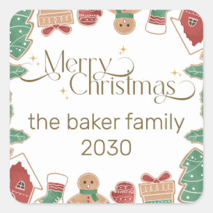 Personalised Gingerbread Man Christmas tree Square Sticker