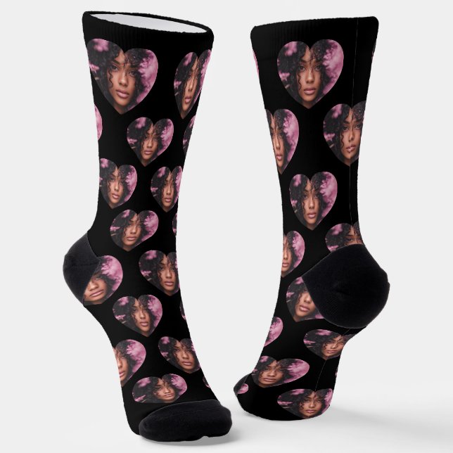 Personalised Girlfriend Heart Face Socks (Angled)