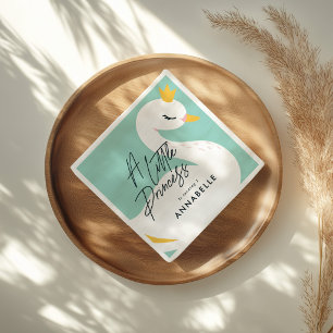 Personalised Girls Birthday Cute Swan Princess Napkin