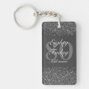 Personalised glamorous birthday keychain 80th