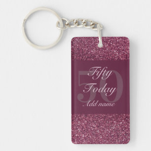 Personalised glamourous birthday keychain 50th