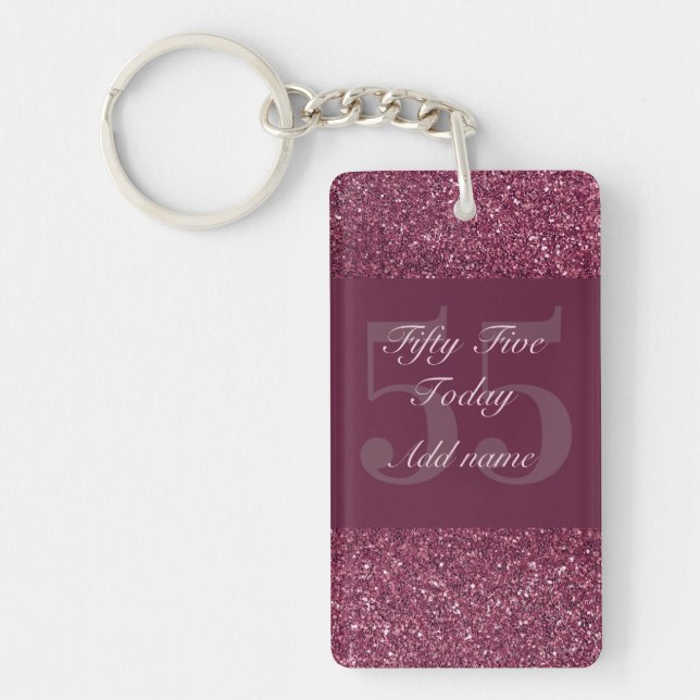 Personalised glamourous birthday keychain 55th (Front)